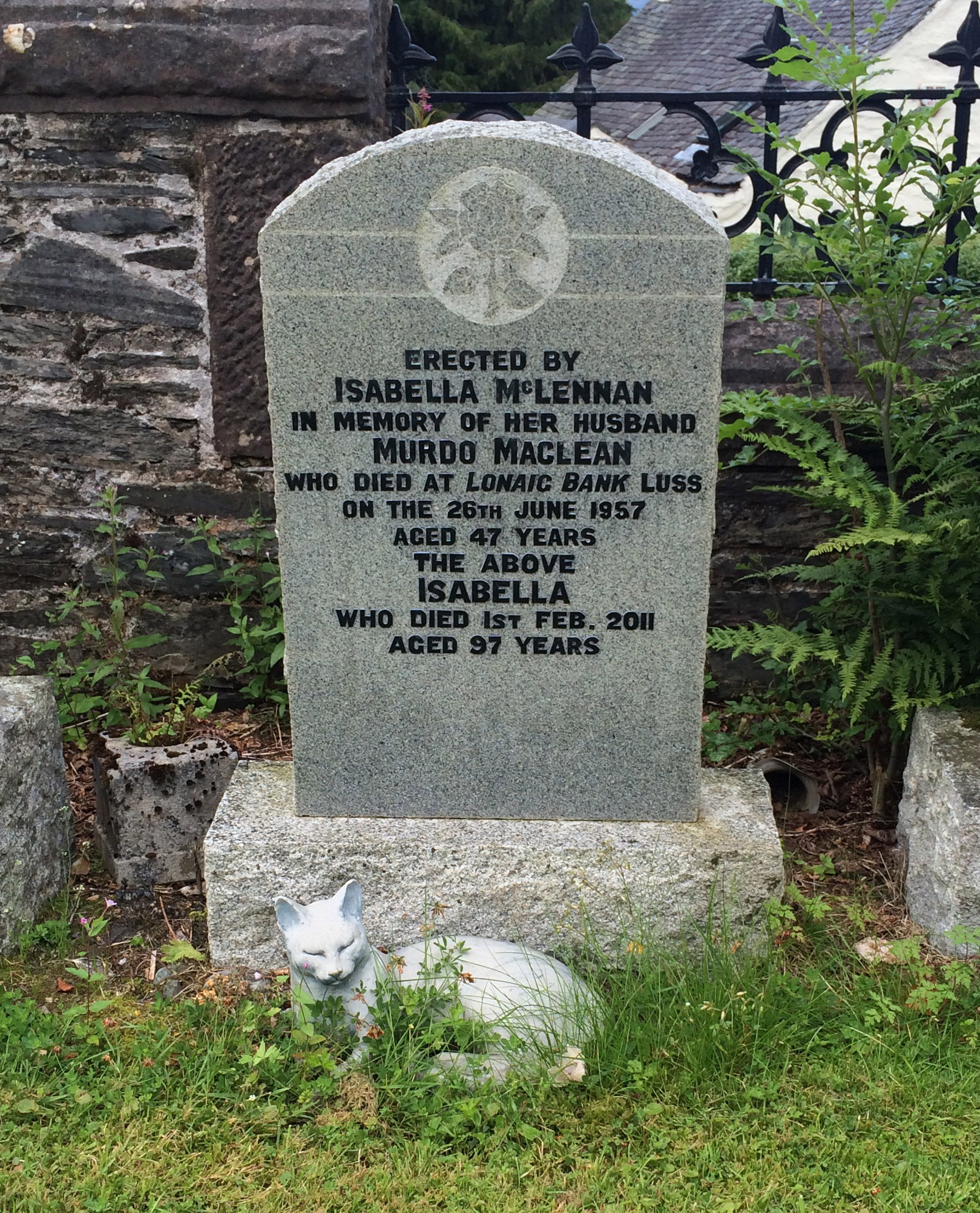 Photo of headstones/Isabella McLennan d2011 hdstn Luss Dunbtnsh